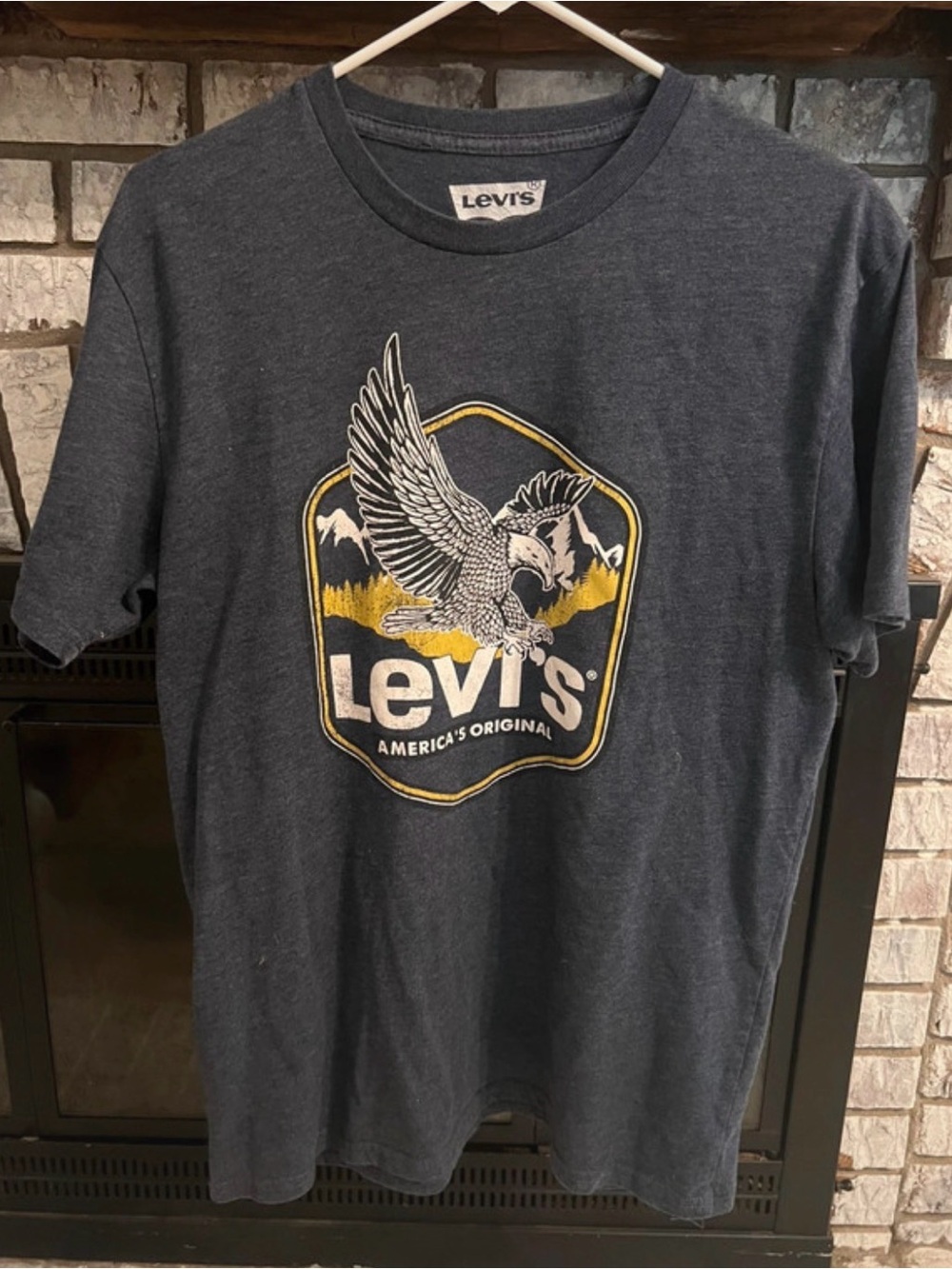 Levi's Charcoal Graphic Tee with Yellow Eagle Badge